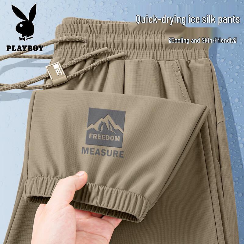 PLAYBOY Men s 2026 Summer Ice Silk Slimming Straight-Leg Casual Pants L