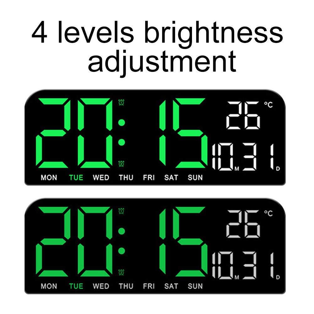 Large Digital Wall Clock Temperature and Date Display Night Mode Table Clock