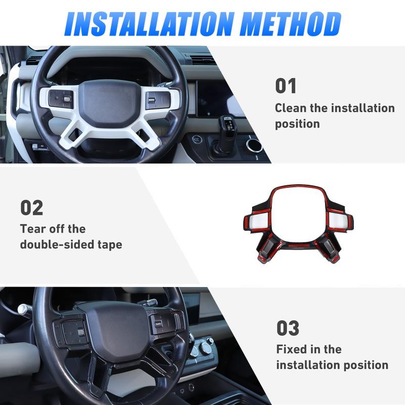 Car Steering Wheel Decoration Cover Trim Frame Sticker For Land Rover Defender 90 110 130 2020-2025 Interior Accessories