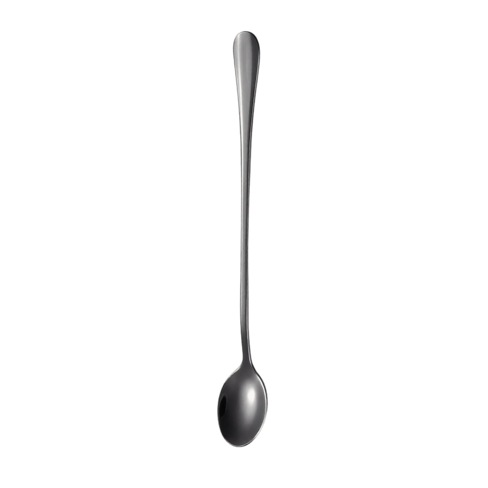 Stainless Steel Long Handle Ice Spoon Thickened Mixing Spoon for Desserts Cocktails and Coffee Stirring 1 Piece Durable Design one size чёрный