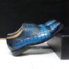Chaussures de ville Oxford pour hommes en cuir véritable de luxe et tendance, à lacets, unies à bout rapporté, imprimé crocodile pour le bureau, mariage, soirée