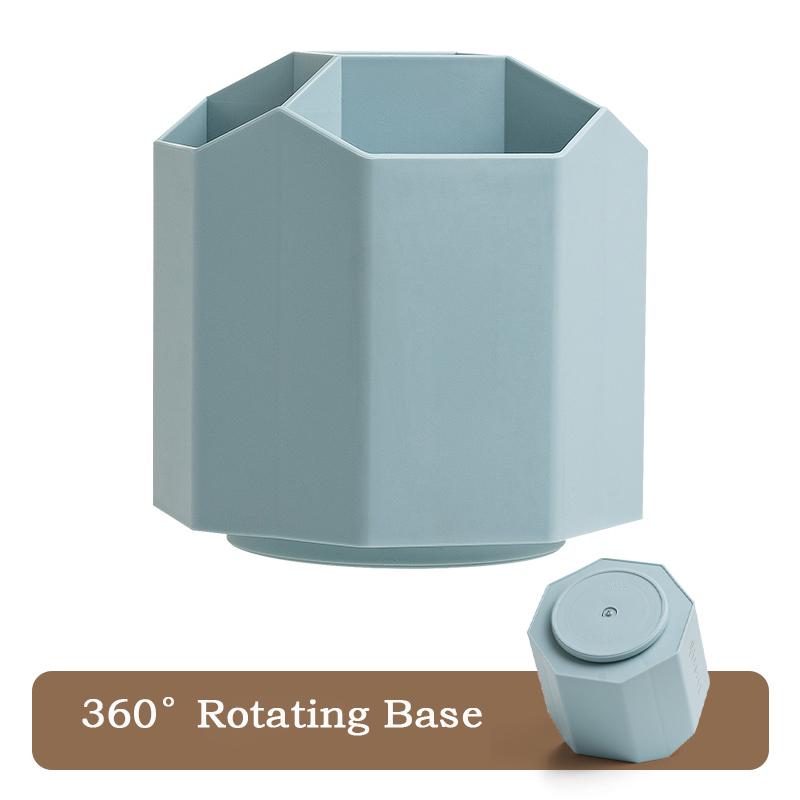 360 Degree Rotating Desktop Organizer Multifunctional 5 Grids Large Capacity Turn Storage Box School Office Pen Holder