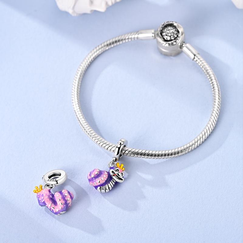 S Copper Charms Beads Pendant Purple Princess Snake Beads Fit Original Bracelet Charms For Women Jewelry