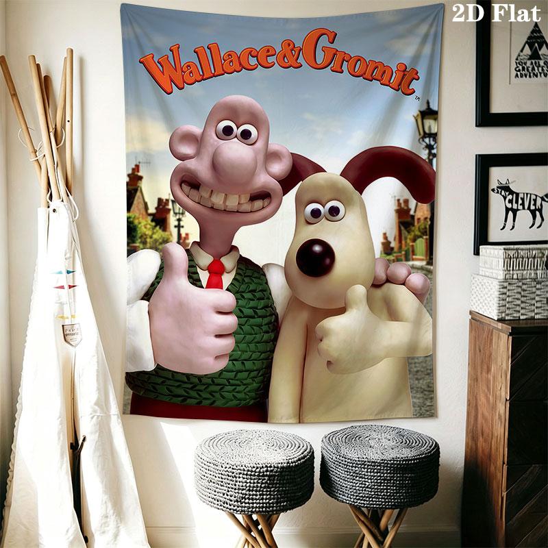 Wallace & Gromit Wall Hanging Printed Fabric Blanket Decorative Tapestries for Bedroom Living Room Home Decor