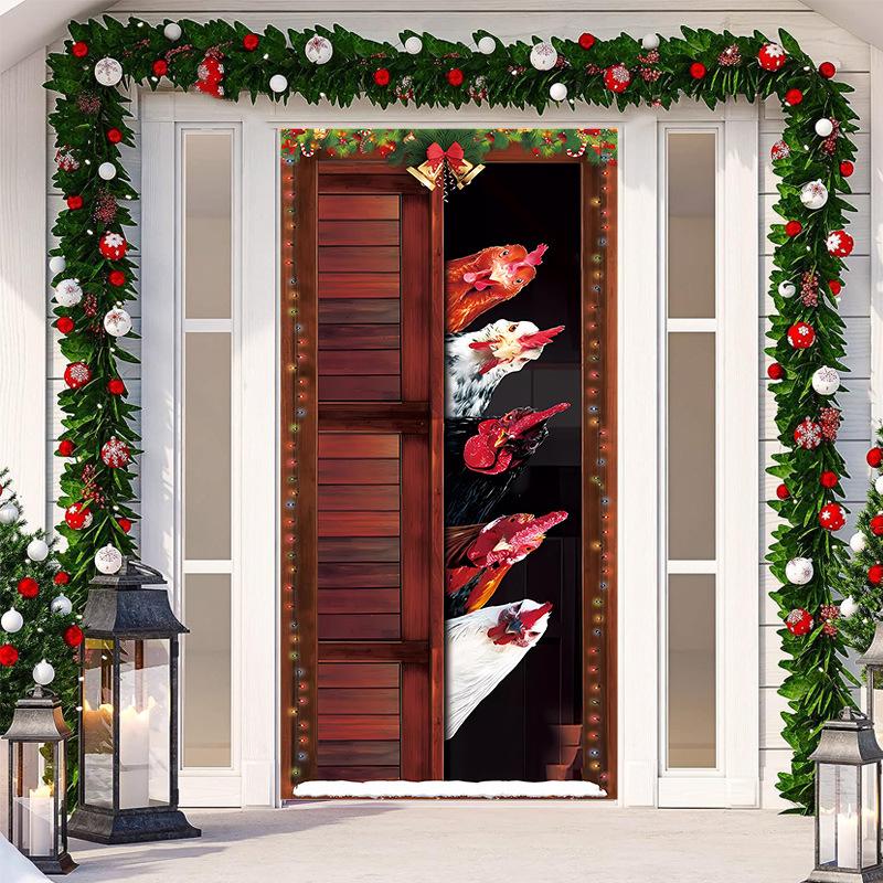 Christmas Door Tapestry: Hanging Cloth Decoration for Festivals & Parties