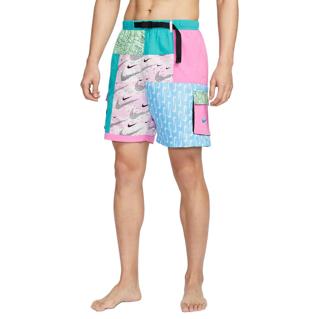 Nike Swim Voyage Pantaloncini Comodi Moda Versatile Casual Uomo Pantaloncini Verde Cactus Rosa Giocoso Azzurro Acqua FZ7373-343