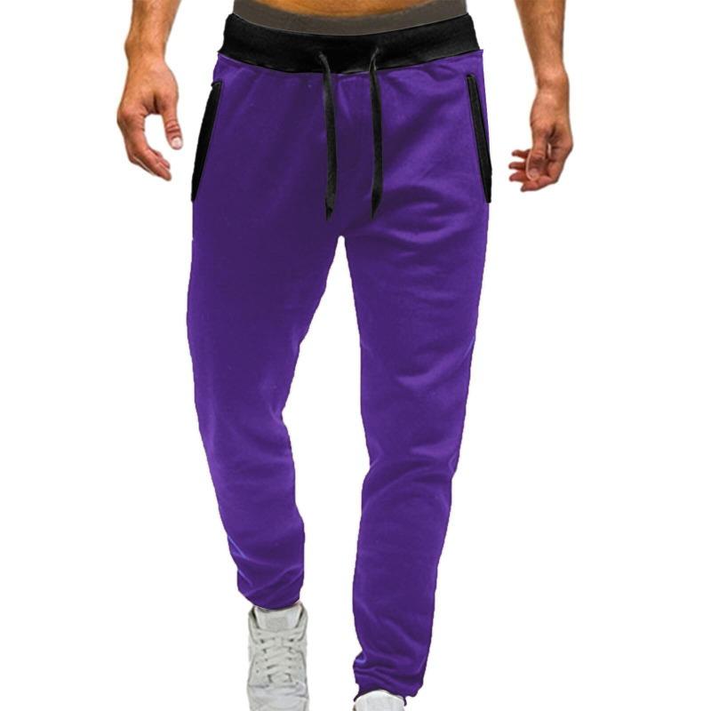 Men's Contrast Panel Joggers Drawstring Waist Casual Sports Sweatpants Straight Pants