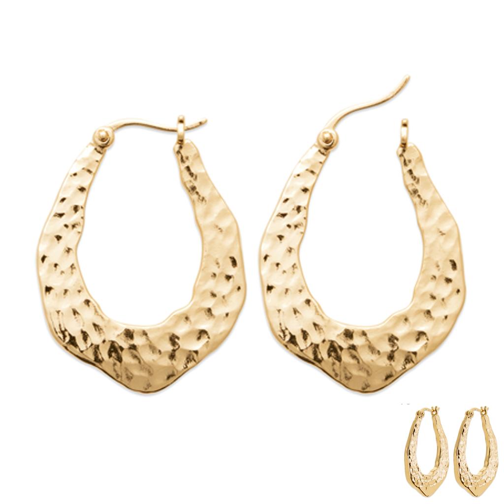 Les Trésors De Lily [R7475] - Gold Plated 'Cleapatra' Hoop Earrings - 30x23 Mm - 7 Mm