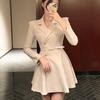 Womens Relaxed Fit Straight Cut Long Sleeve Midi Dress With Single Breasted Button Closure