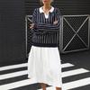 New Autumn College Casual Street Trend Lapel Striped Women's Sweater