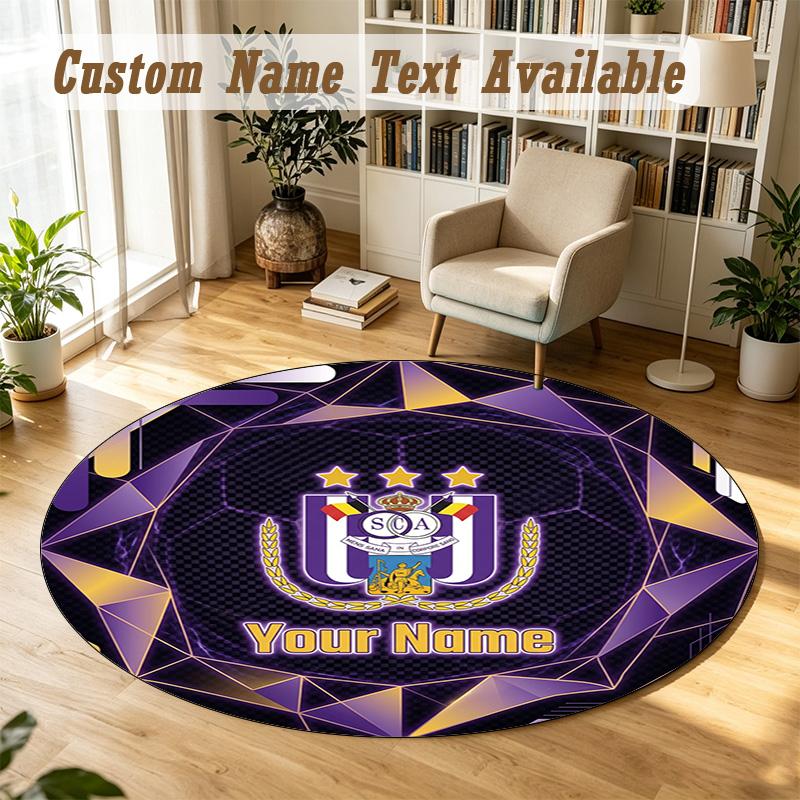 Round Rug Custom NameAnderlecht FC Pattern Non Slip Carpet Home Floor Decor