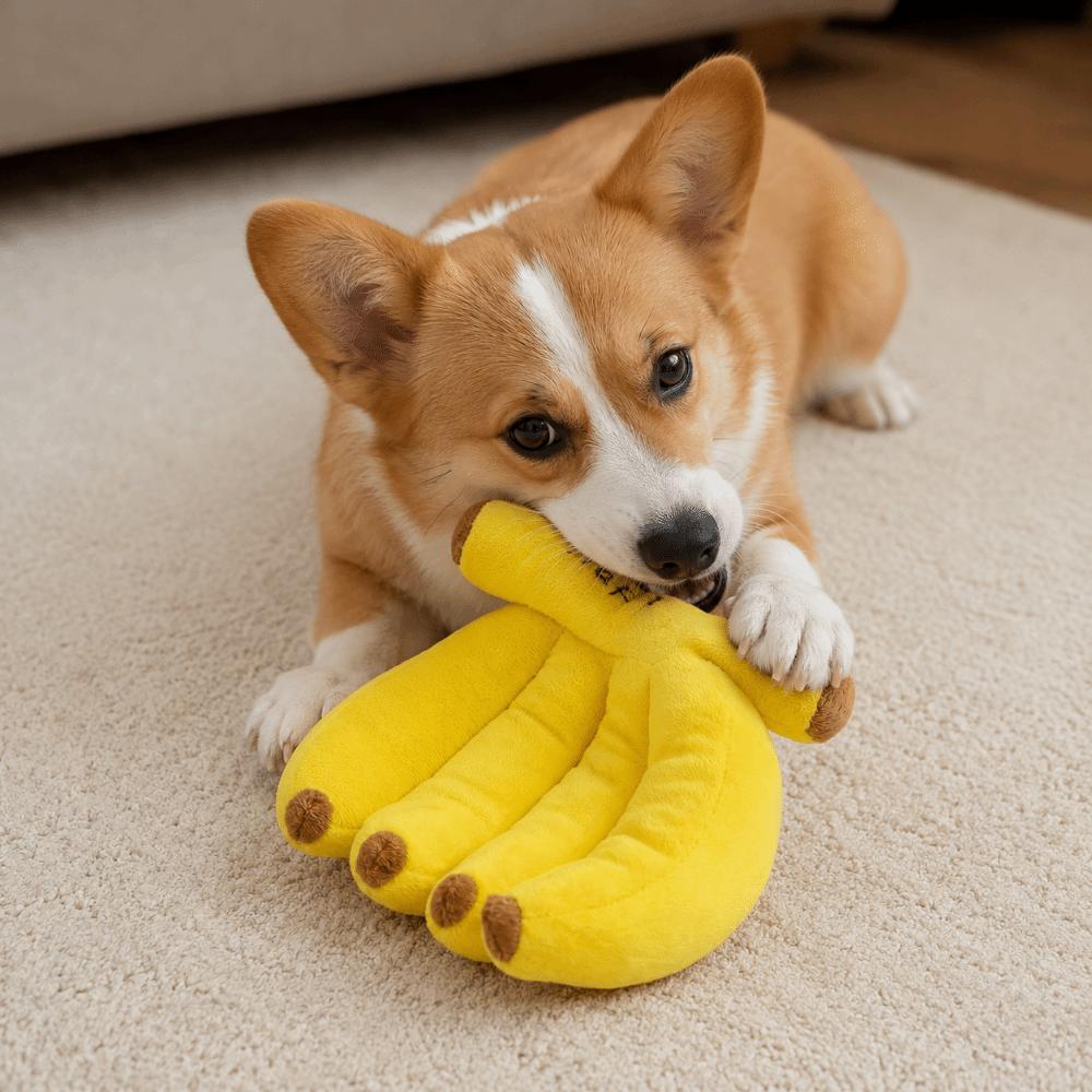 Yellow Squeaky Dog Toy Plush Banana Teeth Grinding Toys Pet Interactive Toys Indoor Outdoor Use