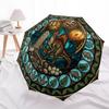 Prehistoric Glass pattern umbrella, portable and foldable design, 8 ribs, a casual accessory for Halloween, Christmas, and birthday gifts.