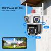 WiFi IP 12MP 6K Three Lens 8X Zoom Surveillance AI Tracking Protection Outdoor Security Camera CCTV Cam