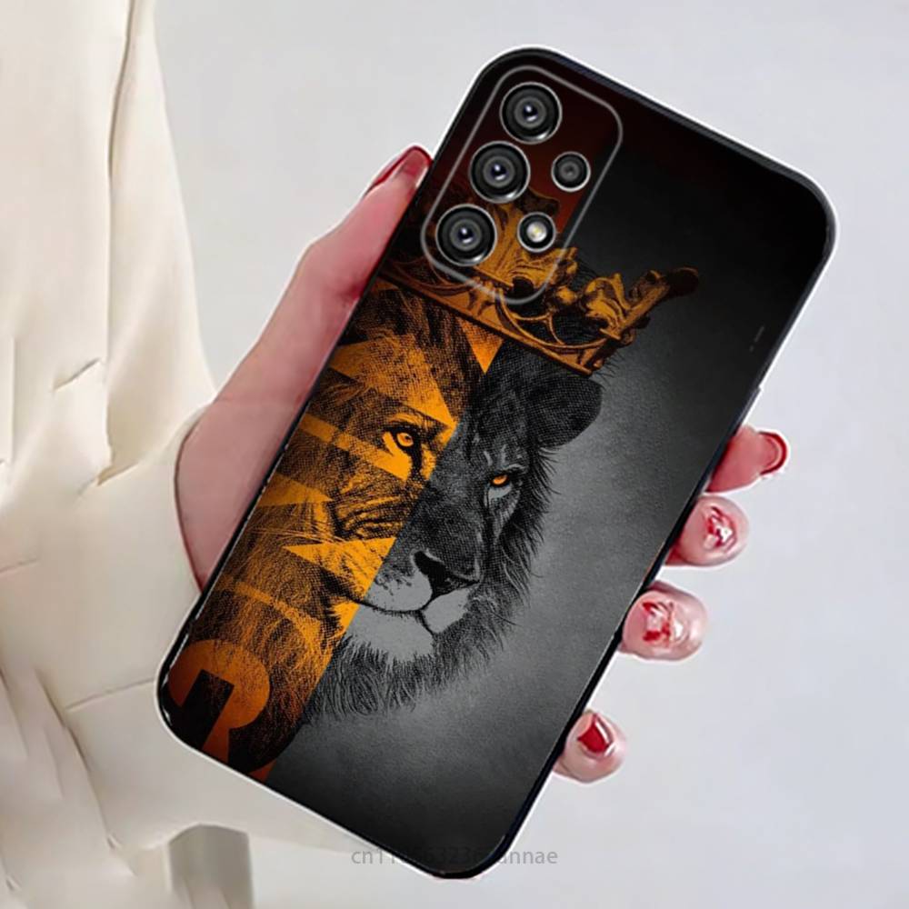 Lion Pattern Phone Case For Samsung Galaxy A13,21s,22,31,32,52,53,71,80,A91 Soft Black Shell