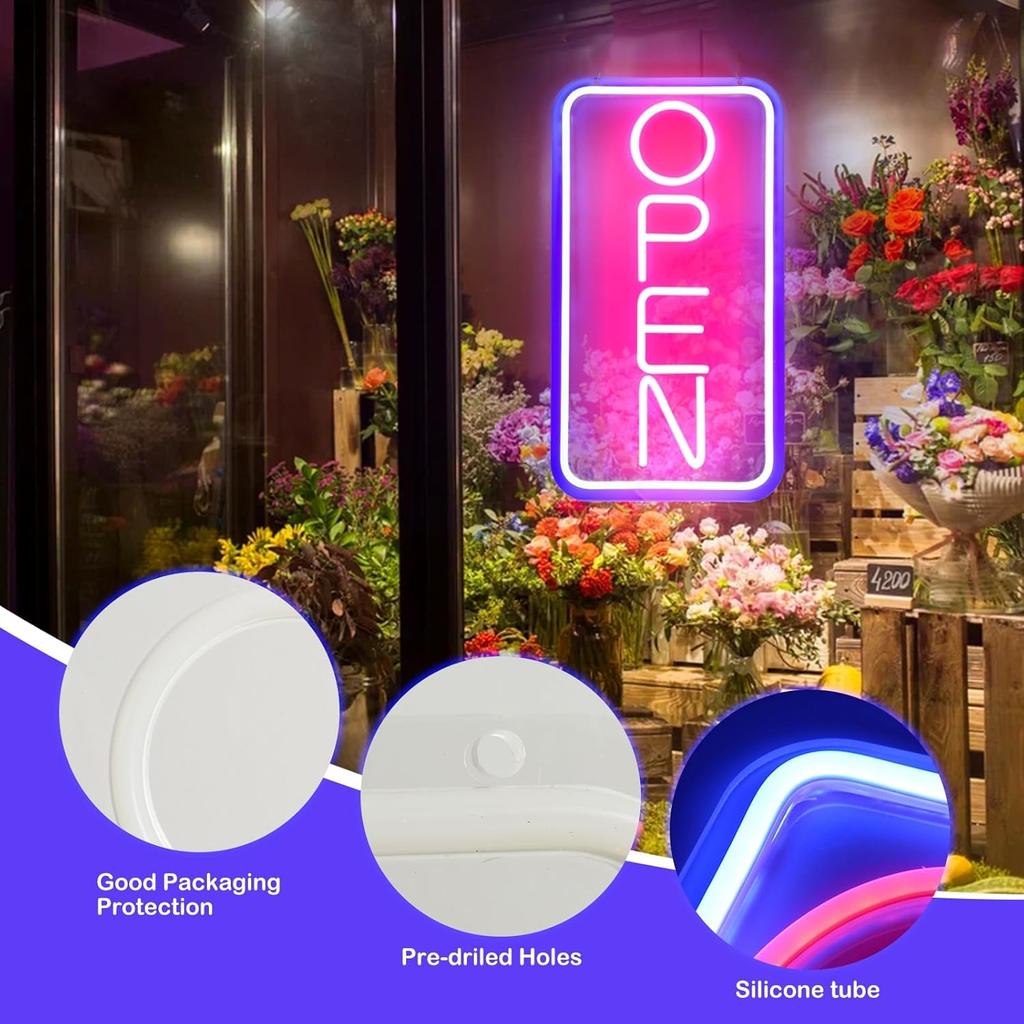 Rdutuok Led Neon Open Signs for Business,16.5"X 9" Light Up Open Signs Advertisement Board Electric Display Sign Powered by USB for Stores Window