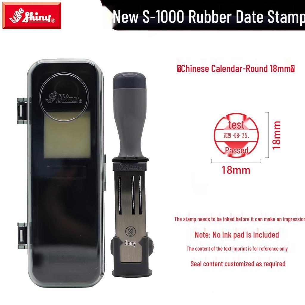 Adjustable Date & Custom Name Rubber Stamp - Shiny Dial, Personalized & Handmade Engraving