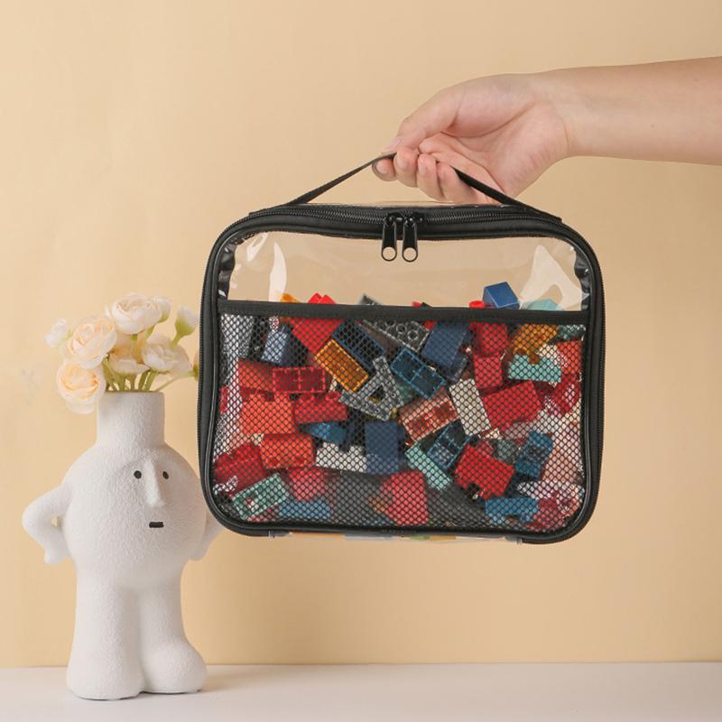 Large Capacity Block Toys Storage Bag Transparent Zipper Puzzle Block Organizer Bags Cosmetic Storage Organizer Bag
