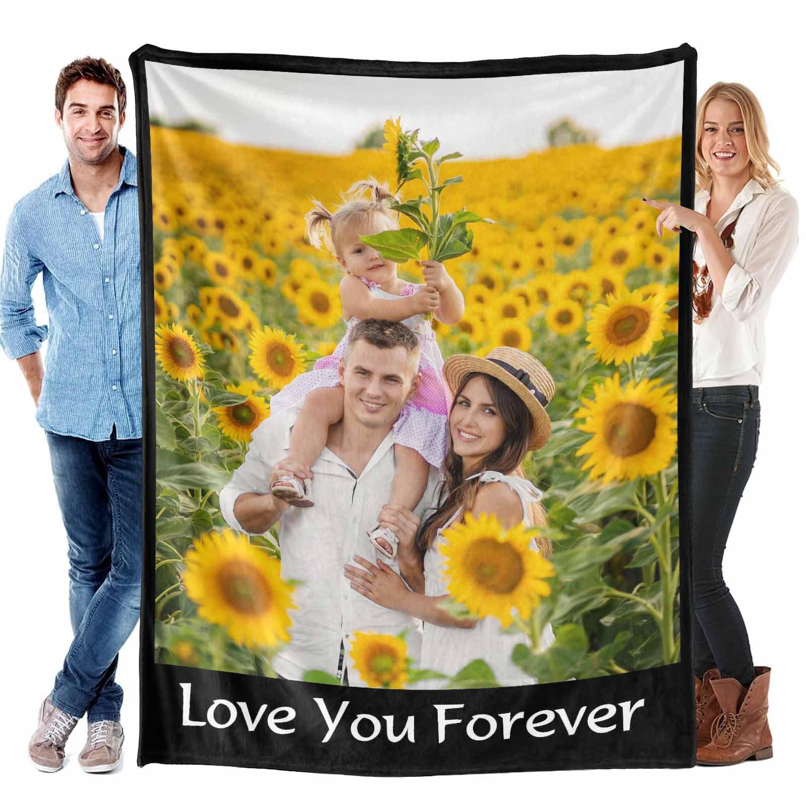 Custom Photo Blanket with Text, Using Your Photos Personalized Picture Flannel Blanket Throw Bed Sofa Blankets 75X95CM