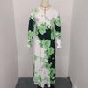 Women's Long Sleeve Round Neck Printed Pocket Long Elegant Dress