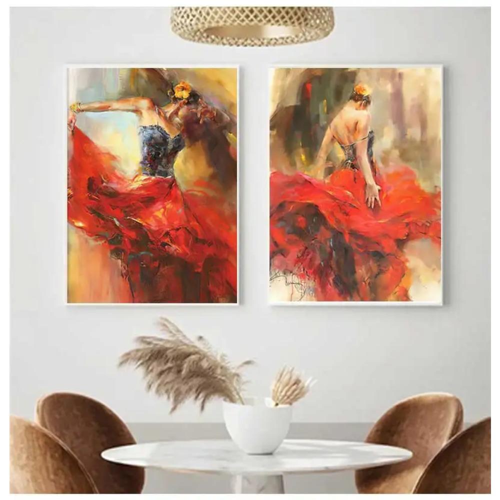 Art Oil Canvas Painting Vintage Figure Posters And Prints Wall Art Picture Modern Hme Decoration Spanish Flamenco Beauty Dancer