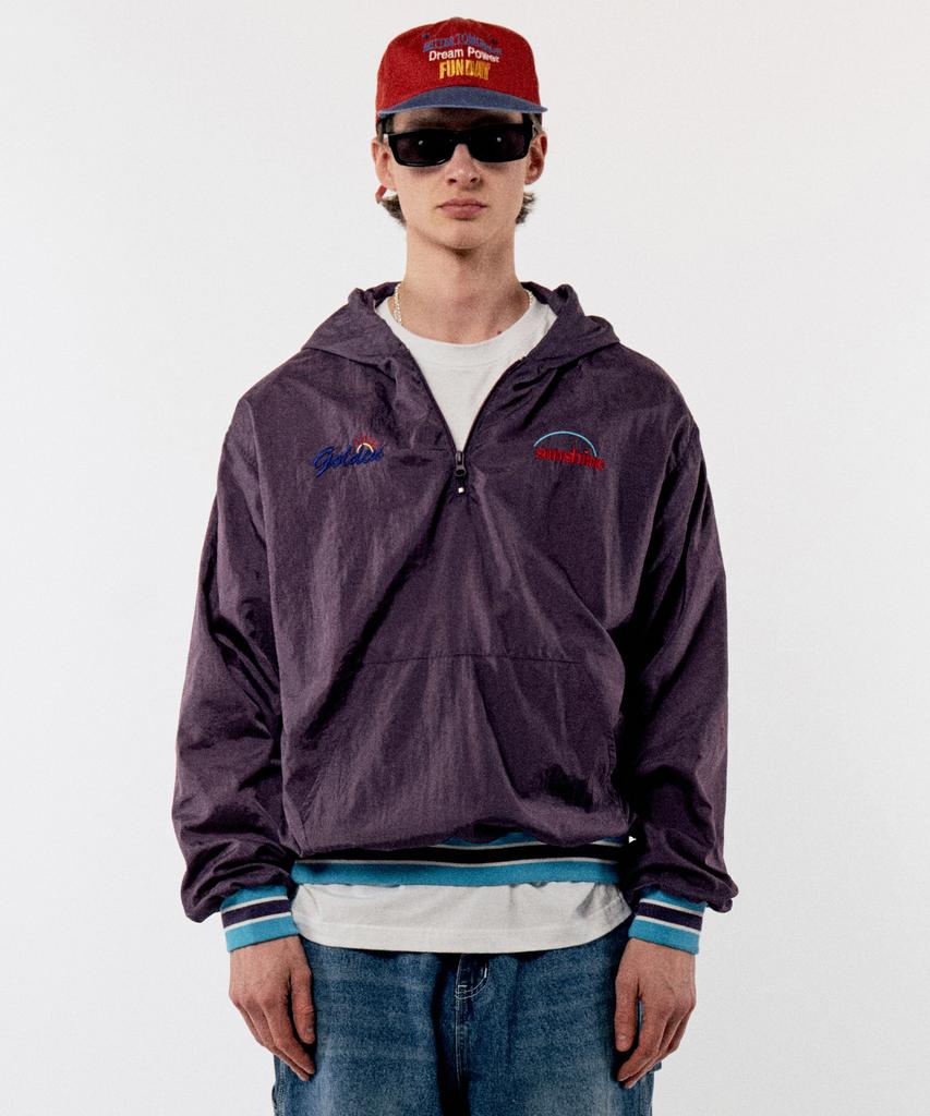 Golden Sunshine Windbreaker Anorak Hoodie_Grape Wine