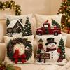Soft Christmas Pillow Covers 2D Printed Xmas Pillowslip Xmas Throw Cushion Case  Car