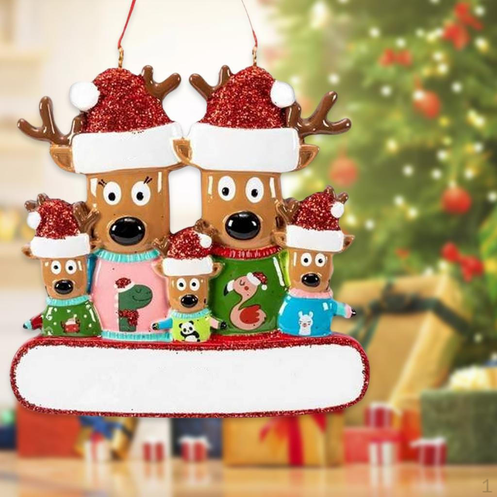 Christmas Ornaments, Resin Figurines Hanging Family Tree Decorations DIY Creative Five Reindeers