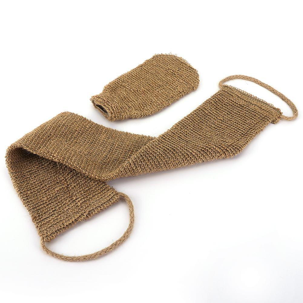 Natural Back Scrubber with Glove Body Cleaning Strap Hemp Back Rubbing Tool for Deep Cleaning Skin Relax