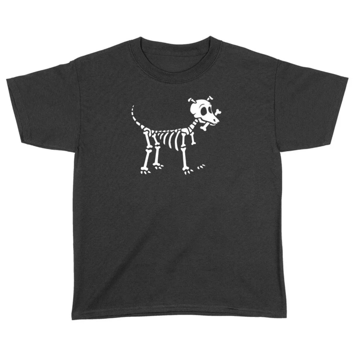 Skeleton Dog Bone Halloween Unisex Funny T-Shirt Men Women Universal Fashion Casual Crewneck T-shirt Summer Casual Short Sleeve S чёрный