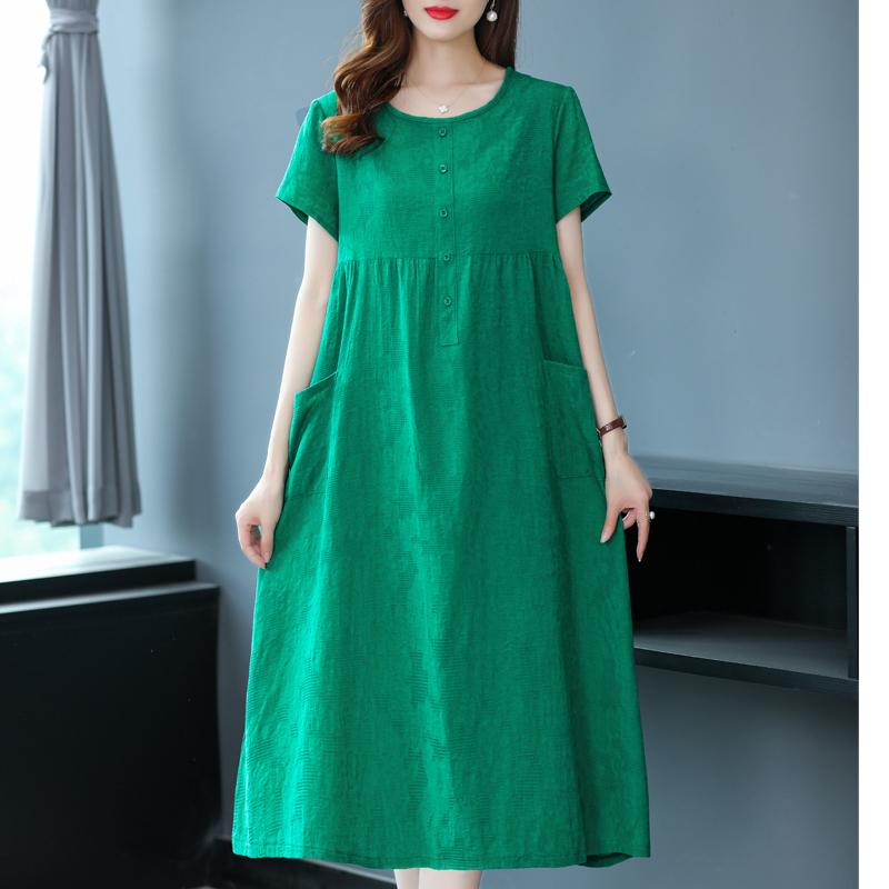 Elegant Loose Women's Dress Summer New Casual Short Sleeve Midi Dresses  Korean Style Clothes  buy the best products in the Ayzeze online store