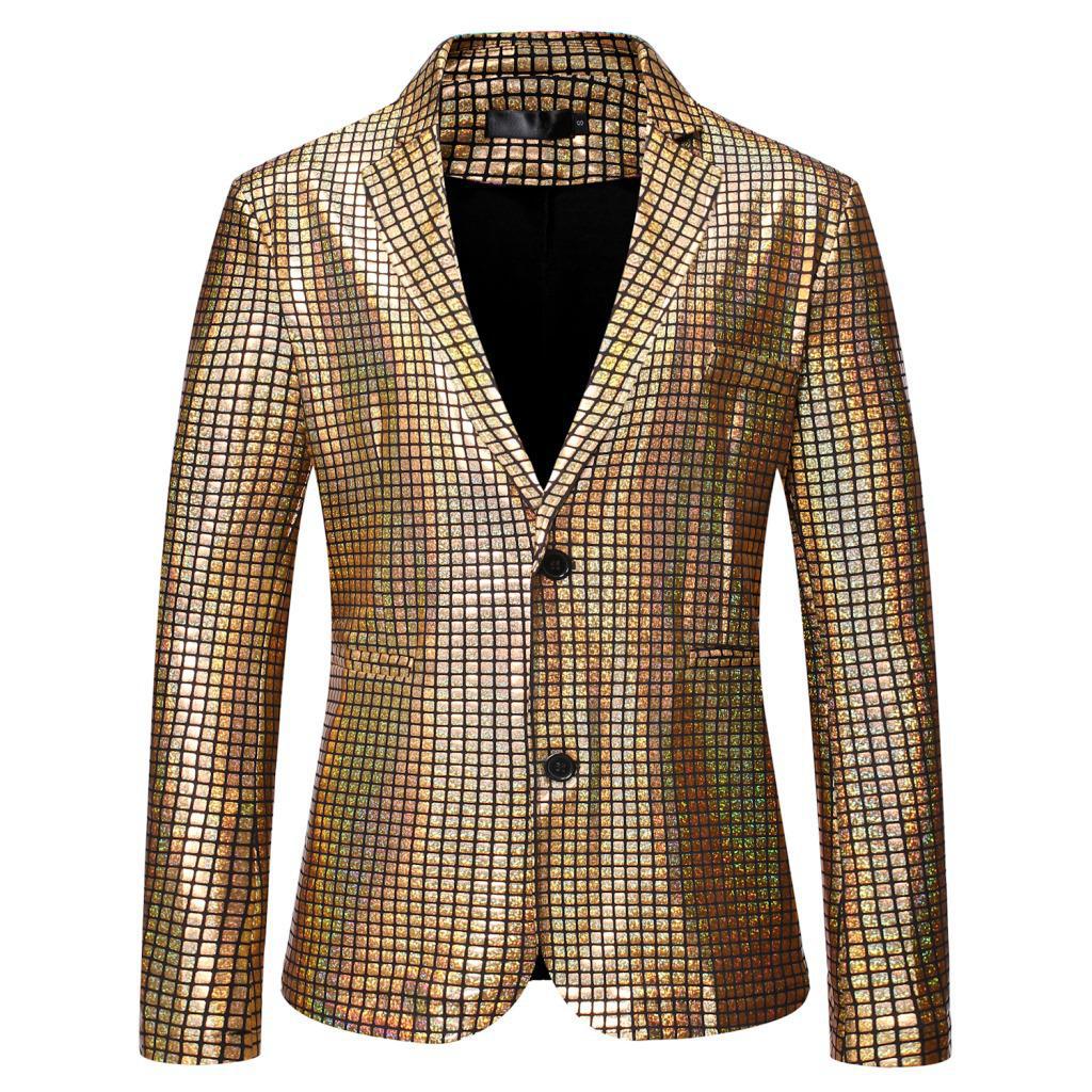 Men's European Plaid Gold-Stamped Party Suit ZT-X48