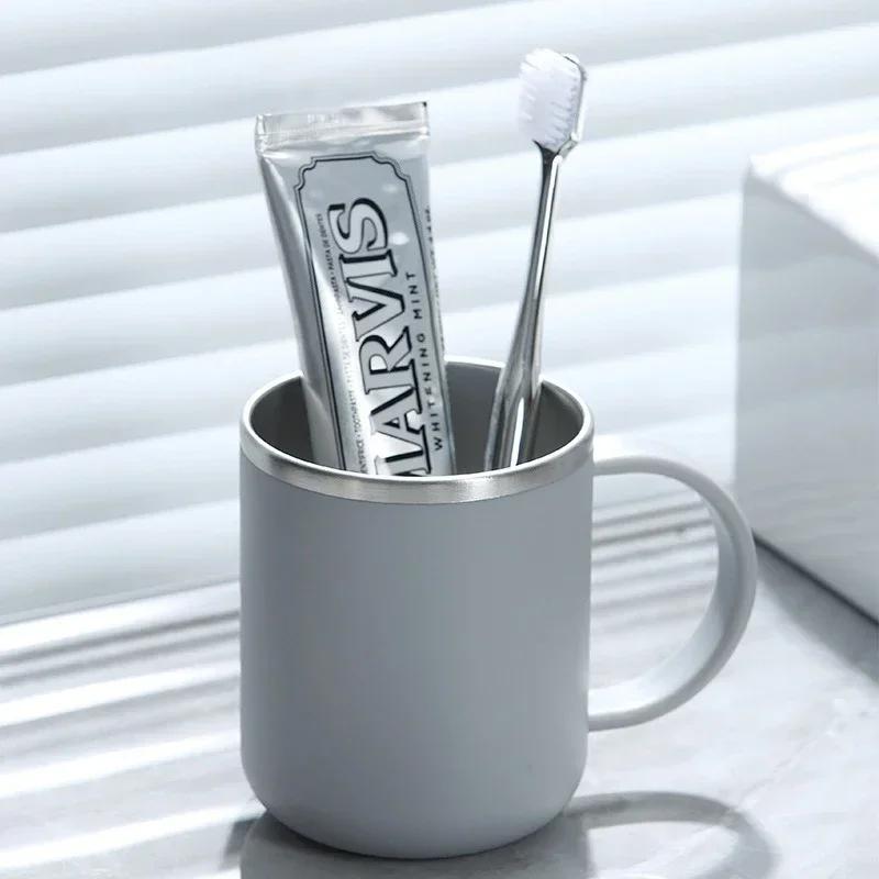 

Пара стаканов для зубных щеток из нержавеющей стали, простой стиль, студенческий, для путешествий на открытом воздухе, стакан для мытья, принадлежности для ванной, домашний стакан для полоскания водой серый