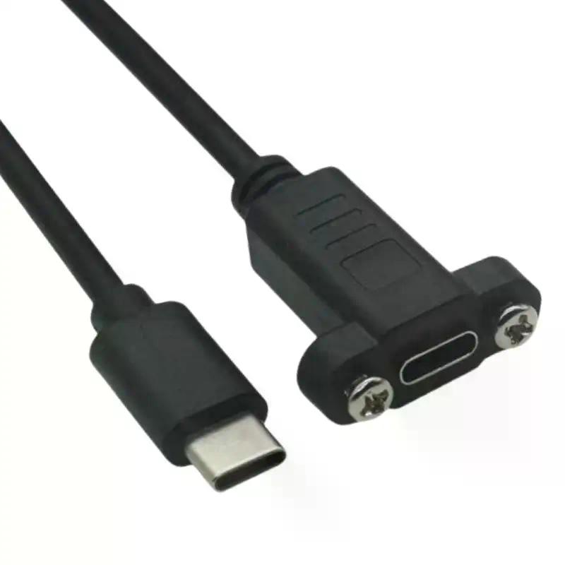 1 Stück Panelmontage Typ-C USB-C Stecker auf Buchse Verlängerungskabel Mit Schraubloch Verriegelungsstecker Kabel 0,3/0,5/1/1,5 Meter