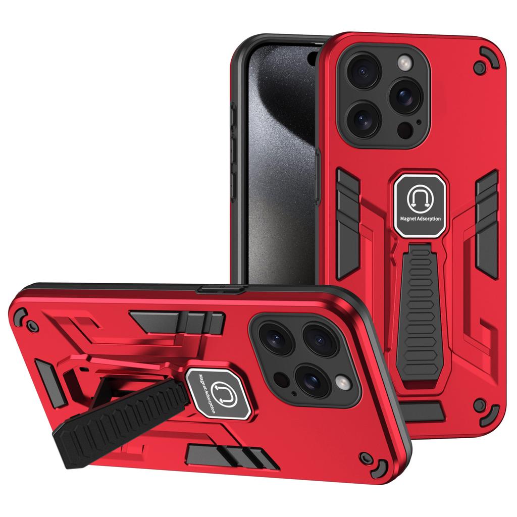 For iPhone 15 Pro Max Kickstand PC+TPU Cover Car Mount Phone Case