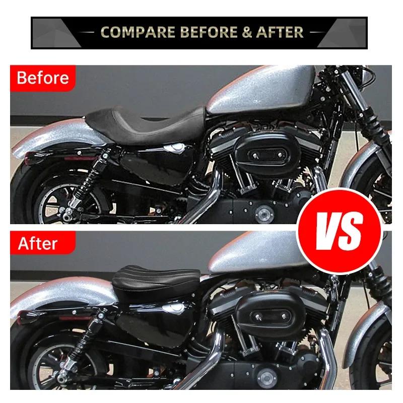 For Harley Sportster 48 XL1200X 72 XL1200V 10-15 Motorcycle Front Driver Seat Cushion Black PU Leather Stitch Pad Accessories