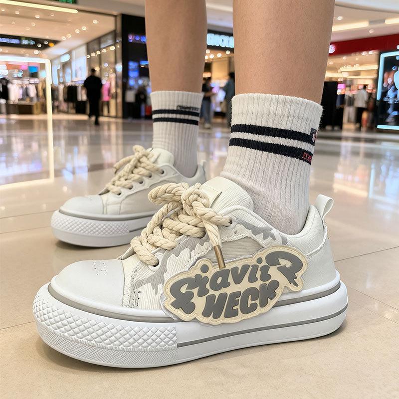 Joint Woody denim American big head shoes women's new casual board shoes platform heightening bread shoes