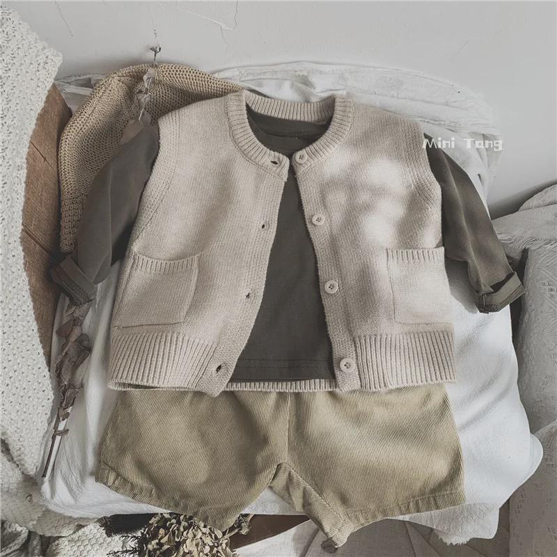 Παιδικό Πλεκτό Γιλέκο Στυλ Δάσους: Μονόχρωμη Ευέλικτη Πλεκτή Ζακέτα για Αγόρια & Κορίτσια - Ιδανική για τις Τάσεις της Άνοιξης & του Φθινοπώρου