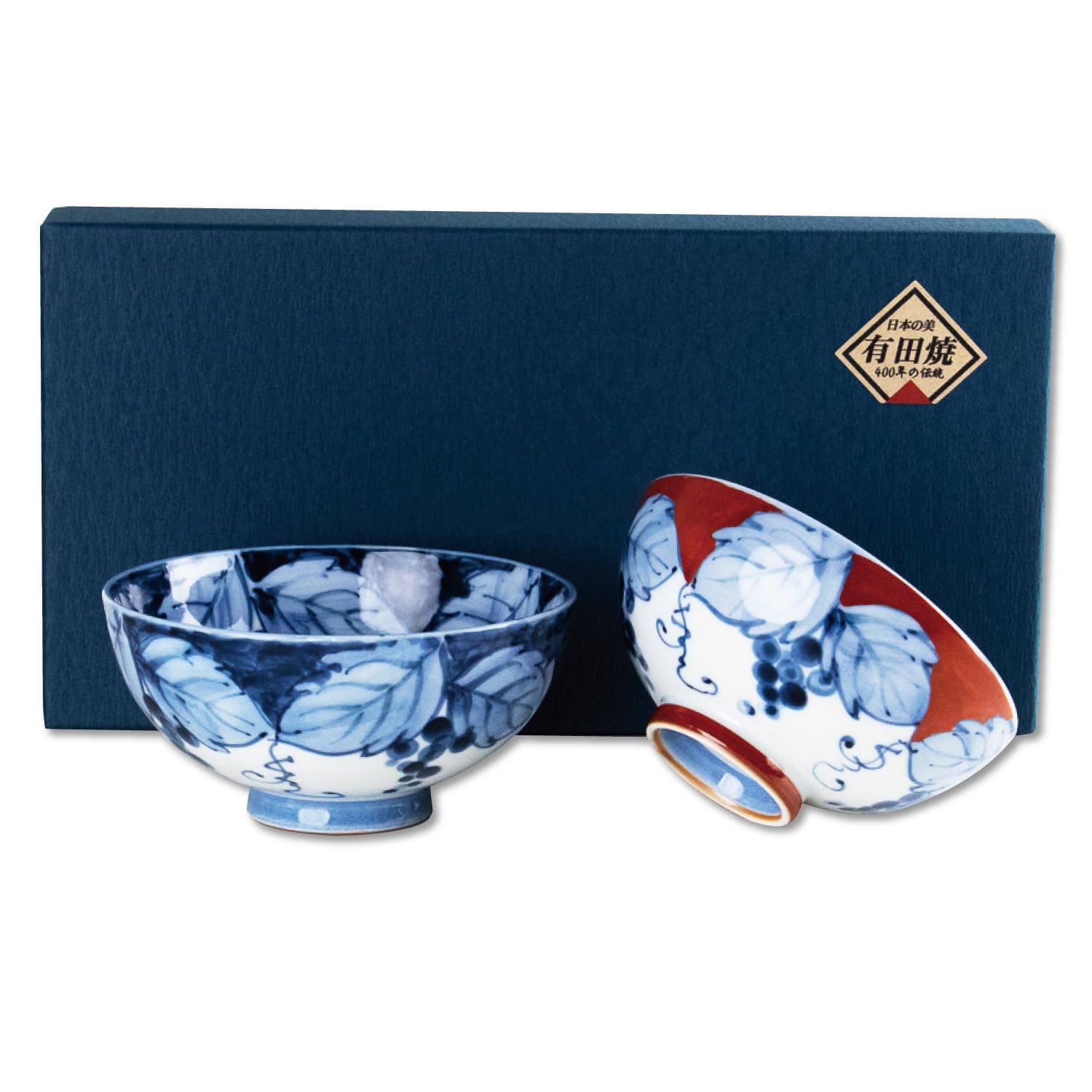 

Matching Teacups for Couples, Gift Set, Presented in a Gift Box, Stylish Arita Ware, New Deep Grape Pattern, Made in Japan