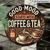 2D Flat, 1 pc Vintage Coffee & Tea Aluminum Sign - Good Mood Decorative Round Metal Plaque, Ideal for Coffee Enthusiasts, Retro Home & Outdoor Decor