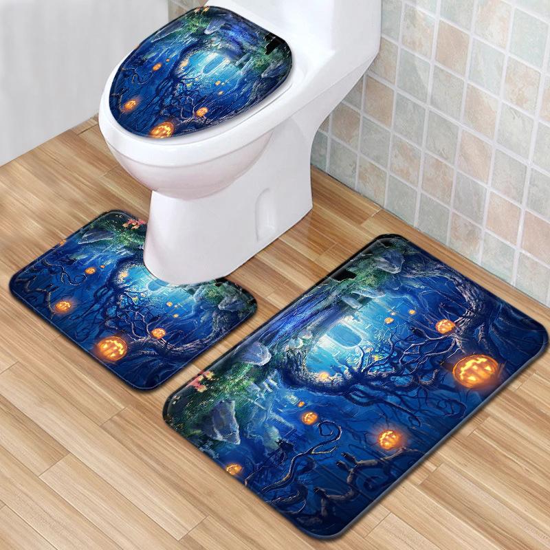 Halloween Bathroom Three-Piece Floor Mat Household Door Mat Bedroom Living Room Carpet
