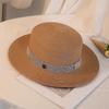 Hepburn Style Women's Summer Versatile Flat-top Jazz M Top Hat Straw Hat British Retro Sunscreen Visor Hat