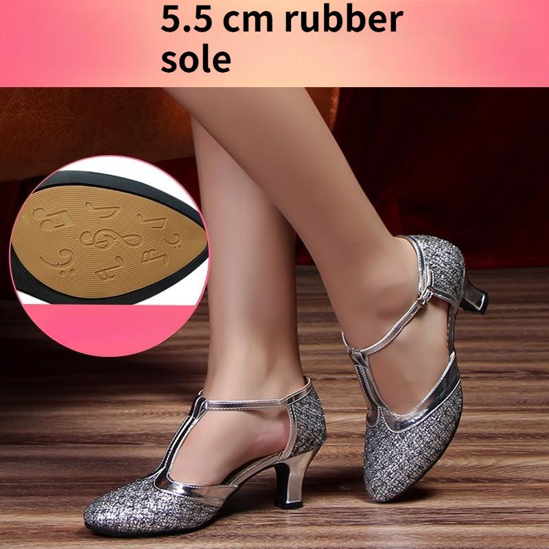 Women's Adult High-Heel Ballroom Dance Shoes with Soft Soles for Outdoor Use