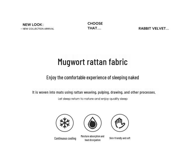 Summer Artemisia Rattan Three-Piece Foldable Double Bed Mat Set