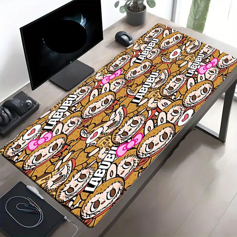 Labubu Print Mouse Pad, Anti‑Slip Desktop keyboard Mat, for PC Laptop Gaming Working Daily Use, Cool Festival Surprise Gift