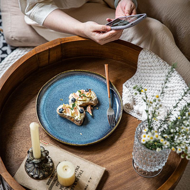 Yunmeng Brunch Plate Irregular Ceramic Steak Plate Restaurant Pasta Plate Retro Plate Export