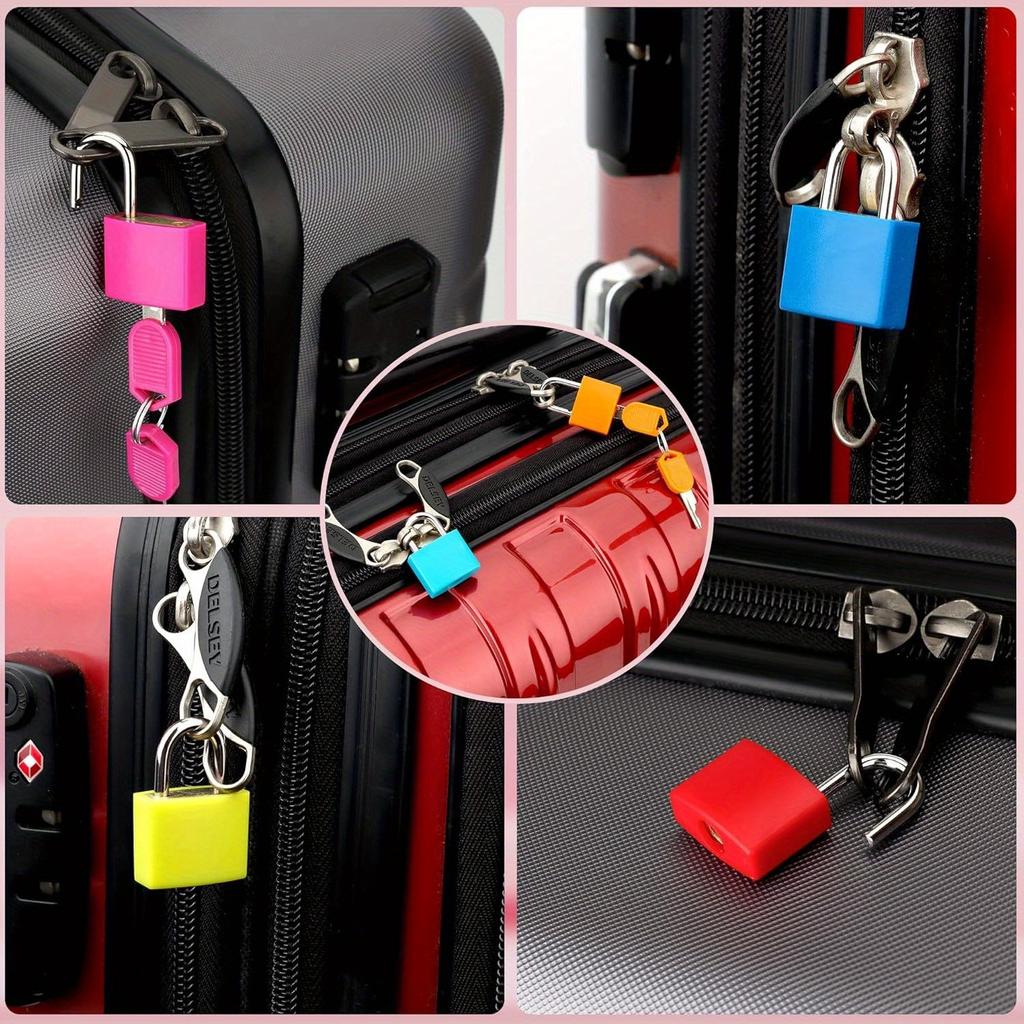6Pcs Suitcase Lock Small Strong Padlock With 2 Key Travel Tiny Suitcase Anti-Theft Lock Drawer Diary Colored Plastic Case Lock