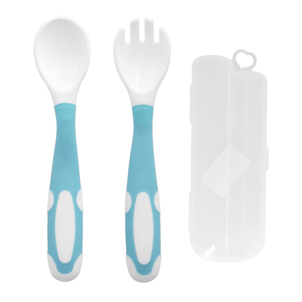 Baby Fork Spoon Set First Training Self Feeding Toddler Utensils Set Easy Grip Spoons Forks