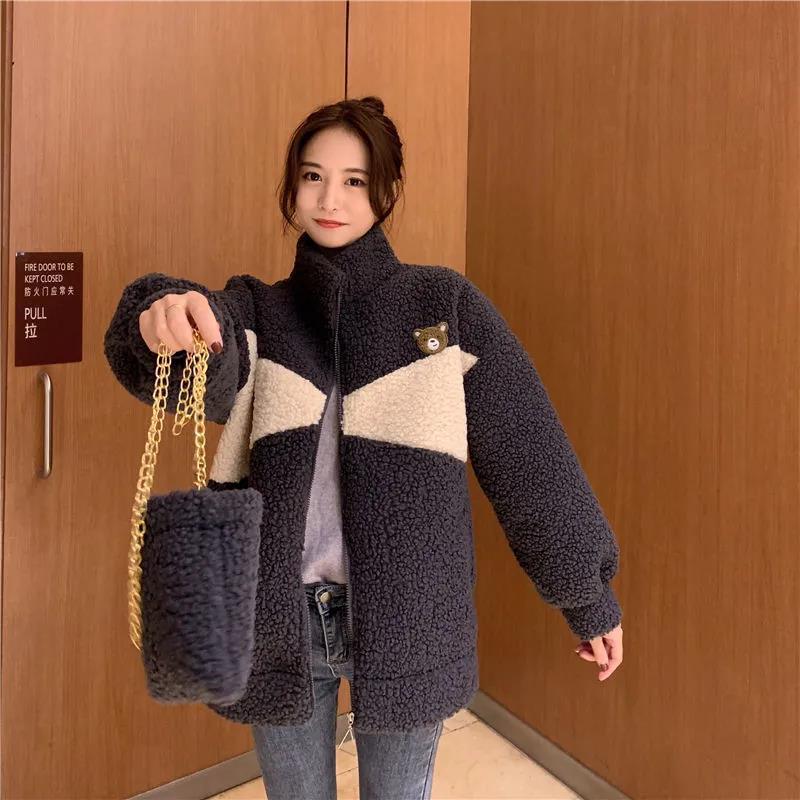 Herbst und Winter Neuer großer, lockerer Plüschjackenmantel