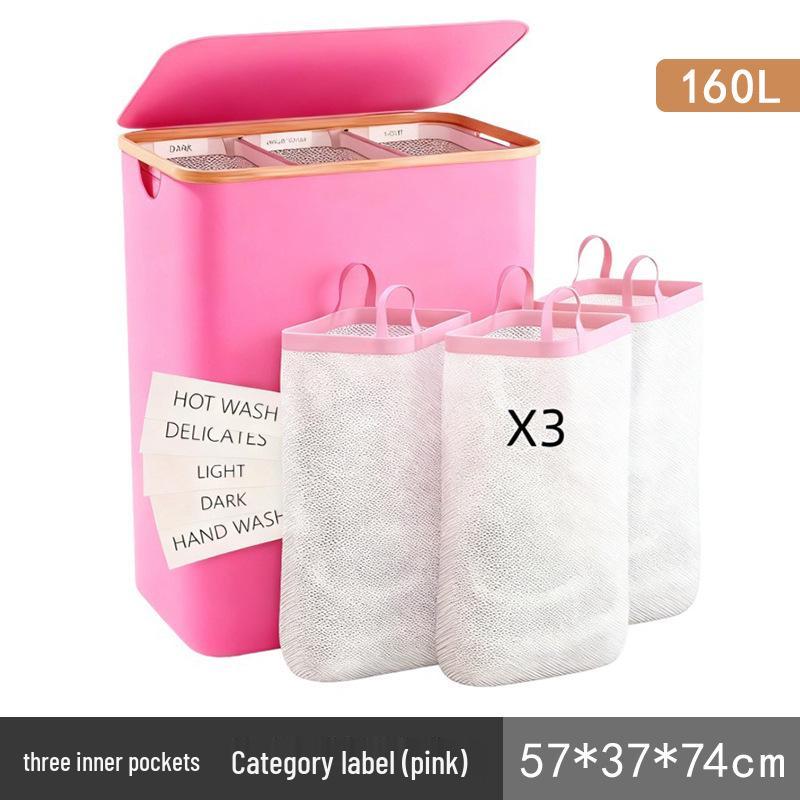 Foldable Large-Capacity Laundry Hamper with Lid and Inner Bag